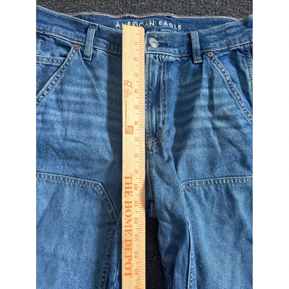American Eagle Super High Rise Baggy Straight Carpenter Jeans Womens 4R Strigid‎
